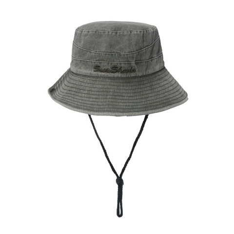 Cappello Da Pescatore In Tela Di Cotone Lavato Tesa Larga Cappello Boonie Outdoor Con Coulisse Regolabile Solare