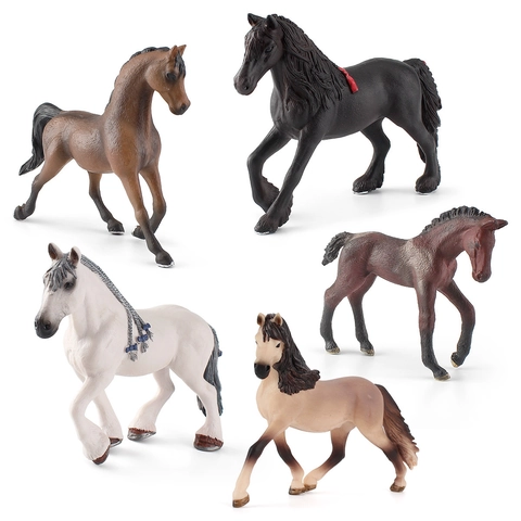 Figurines De Chevaux Réalistes Modèles Animaux Simulation En Plastique Solide Jouets Étalon Frison Arabe Pour Enfants Décor