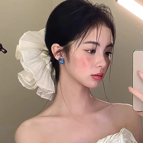 Coletero Extra Grande De Organza De Malla Plisado Con Volantes Capas Accesorio Para El Cabello Francés Elegante Mujer Niña