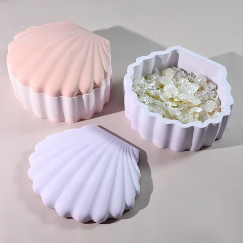 Molde De Silicona Para Caja De Almacenamiento De Concha DIY Resina Epoxi Organizador De Joyas Contenedor Tapa Herramienta