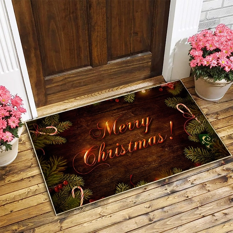 Zerbino Di Natale Velluto Di Cristallo Tappeto Per Interni Antiscivolo Stampa Babbo Natale Renna Decorazione Festiva