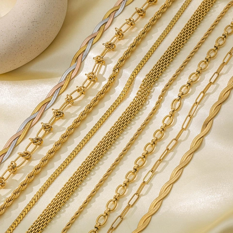 Ketting Roestvrij Staal Verguld Gelaagd Cubaanse Slang Mode Sieraden Voor Dames
