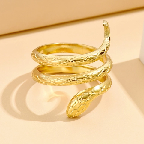 Anello Serpente In Acciaio Inossidabile Avvolgimento A Spirale Trama A Scaglie Gioielli Punk Vintage Gotici Per Uomini Donne Anello Aperto
