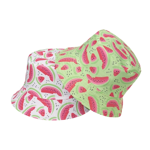 Vissershoed Watermeloen Print Omkeerbaar Zomer Zonbescherming Polyester Outdoor Casual Visserspet Voor Dames Heren