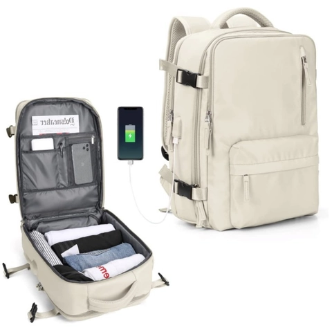 Large Capacity Travel Business Backpack Waterproof Commuter Laptop Bag With USB Port And Shoe Compartment For Men Women