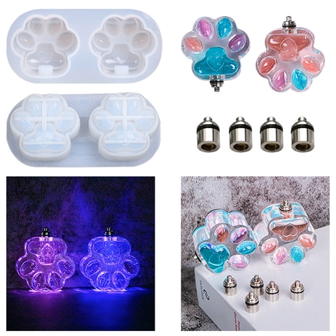 Cat Claw Heart Bulb Silicone Mold For DIY Resin Casting Jewelry Pendant Making Cute Animal Paw Shape Food Grade Flexible