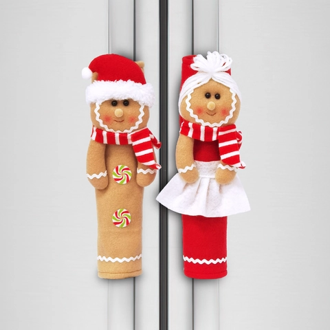 Καλύμματα Λαβής Ψυγείου Gingerbread Man Χριστουγεννιάτικη Διακόσμηση Κουζίνας Προστατευτικά Καλύμματα Από Τσόχα