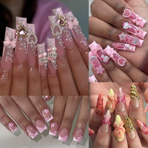 3D Nail Art Decorations Resin Butterfly Bow Flower Charms Rhinestones Artificial Pearls DIY Manicure Design Accessories