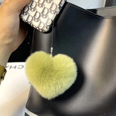 Rex Konijnenbont Hart Sleutelhanger Schattige Pluche Pompon Tas Hanger Handgemaakte Hartvormige Sleutelring Dames Cadeau