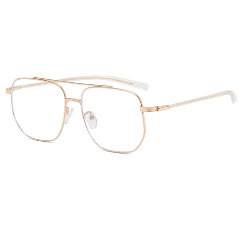 Blue Light Blocking Glasses Metal Eyeglasses Frame Double Bridge Large Square Frame For Men Women Computer Glasses