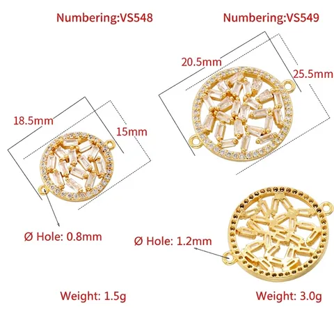 Conector De Joyas De Flor Redonda Hueca De Latón Dije De Zirconia Para Fabricación De Pulseras Collares DIY Moda Mujer