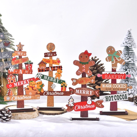 Decorazione Da Tavolo Natalizia In Legno Omino Di Pan Di Zenzero Insegna Festiva Casa Dipinta Supporto Artistico