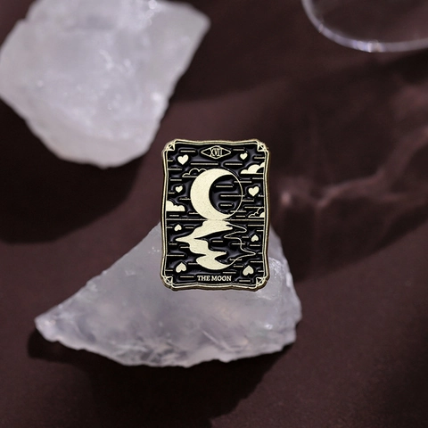 Vintage Tarotkarte Emaille Pin Metall Brosche Magier Liebende Gerechtigkeit Stern Mond Sonne Tod Kraft Schmuck Geschenk