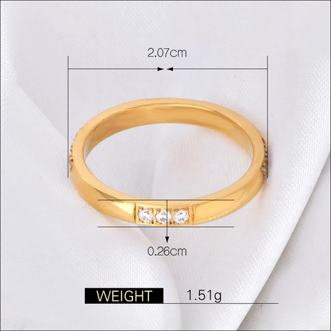 Mode Minimalistisch 18K Verguld Titaniumstaal Ring Voor Vrouwen Lichte Luxe Strass Inleg Geometrische Cirkel Vingerring Sieraden