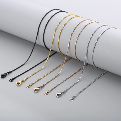 Stainless Steel Snake Bone Chain Necklace Polished Square Thin Chain For Women Minimalist Simple Fashion Neck Jewelry