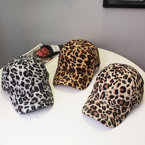 Leopard Print Baseball Cap Cotton Denim Sun Protection Curved Brim Outdoor Casual Fashion Hat For Women And Men