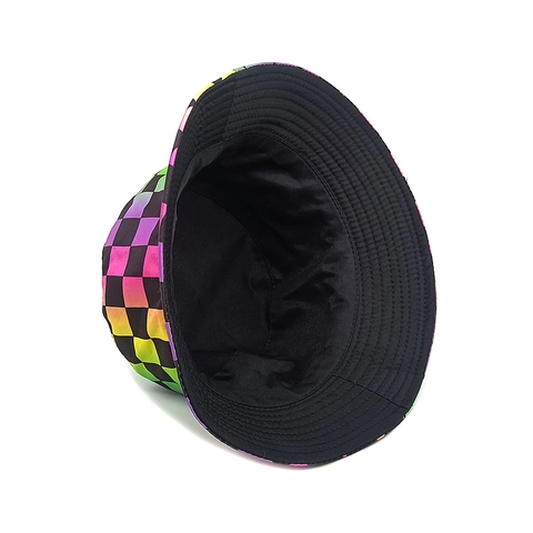 Chapeau Bob Damier Arc-En-Ciel Polyester Protection Solaire Extérieur Style Streetwear Rétro Pour Hommes Et Femmes