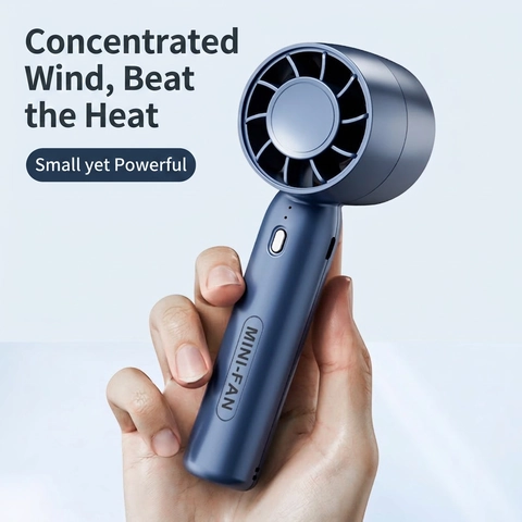 Handheld Mini Fan USB Rechargeable Portable Plastic Turbo Cooling Personal Fan With Desktop Phone Holder Base For Travel
