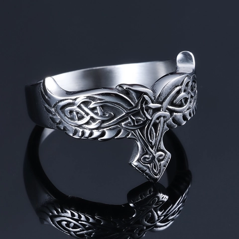 Anillo De Acero Inoxidable Vikingo Retro Nudo Celta Nórdico Totem De Águila Banda Grabada Joyería Hip Hop Para Hombres Y Mujeres