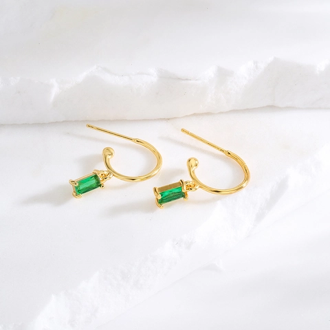Orecchini Pendenti In Rame Placcato Oro Con Zircone Rettangolare Geometrico Gioielli Di Moda Minimalisti Per Donna