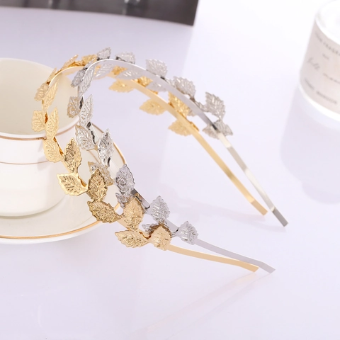 Legering Metalen Blad Hoofdband Barok Laurierblad Haarband Voor Bruiloft Bruid Feest Mode Dames Accessoires