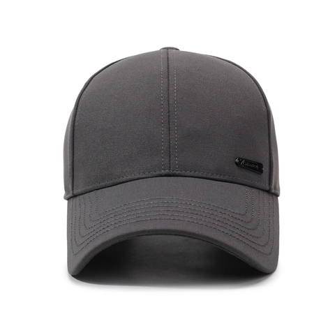 Gorra De Béisbol Para Hombre Color Sólido Sombrero Protección Solar Ajustable Con Placa De Metal Logotipo Y Hebilla Sarga