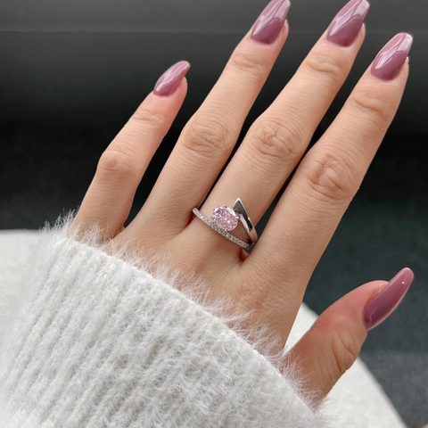 Anillo de Plata de Ley 925 con Circonia Ovalada para Mujer Plateado Oro Plata Anillo Geométrico Joyería de Moda Regalo