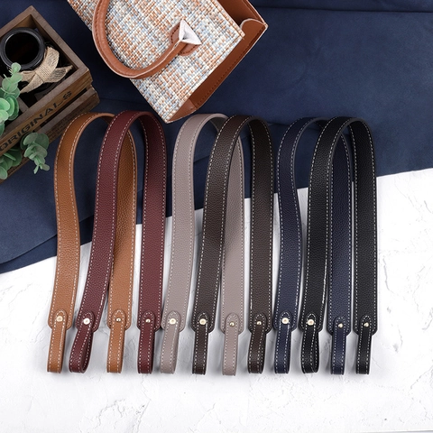 PU Leather Bag Strap Replacement Lychee Pattern Wide Shoulder Strap With Gold Studs For Underarm Crossbody Bags DIY Accessories