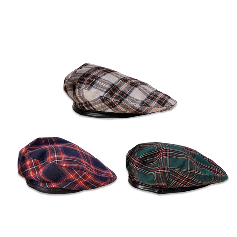 Boina De Cuadros Patrón Tartán Escocés Gorra Plana De Lana Con Ribete De Cuero Estilo Retro Británico Para Mujeres Hombres