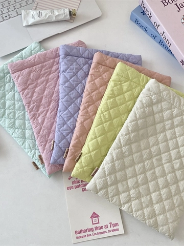 Quilted Laptop Sleeve Diamond Pattern Polyester Soft Tablet Protective Liner Bag Macaron Colors Shockproof