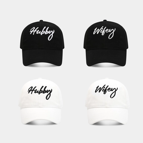 Cappello Da Baseball Hubby Wifey Cotone Ricamato Regolabile Protezione Solare Regalo Matrimonio Coppia Casual