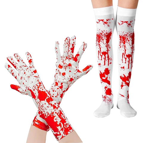 Halloween Macchiato Di Sangue Orrore Cosplay Spruzzi Di Sangue Guanti Calze Grembiule Gonna Tutu Gotico Lolita Decorazione Festa
