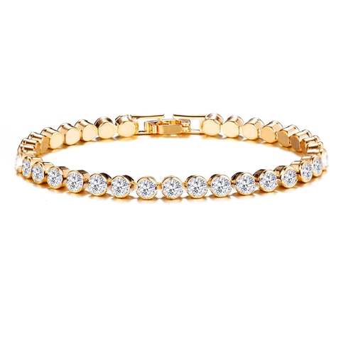 Tennis Bracelet Crystal Rhinestone Plated Shiny Elegant Luxury Jewelry For Women Wedding Party Fashion Accessory Gift