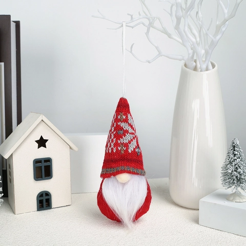 Ornamenti Appesi Gnomo Di Natale Bambola Senza Volto In Maglia Tomte Svedese Decorazioni Per Albero Di Natale Tessuto Barba Lunga