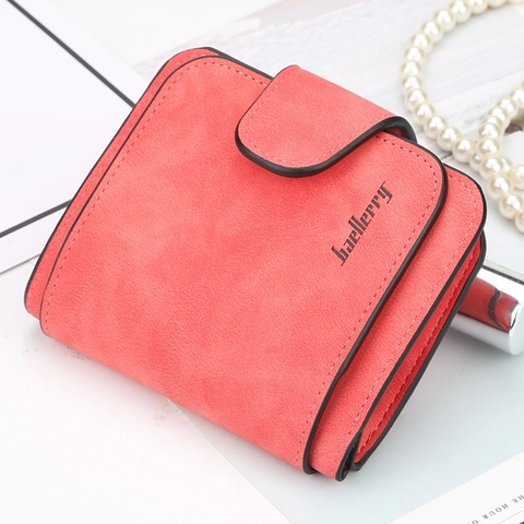Damen Kurze Geldbörse Mattes PU Leder Multi Slot Schnalle Reißverschluss Münzfach Elegant Mode Clutch