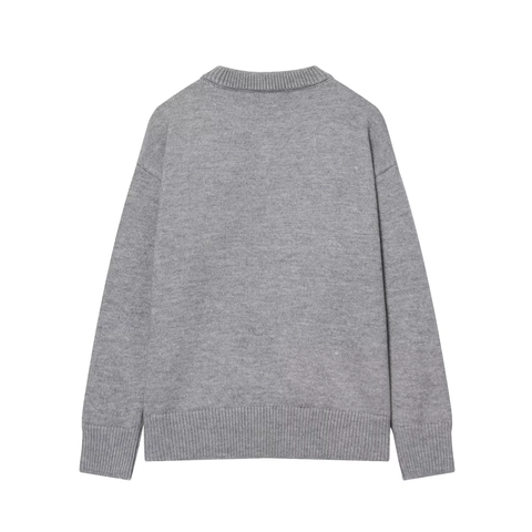 Pull En Tricot Pour Femmes Broderie Cheval Patchwork 3D Pull Mélange Laine Polyester Col Rond Manches Longues Coupe Ample Décontracté