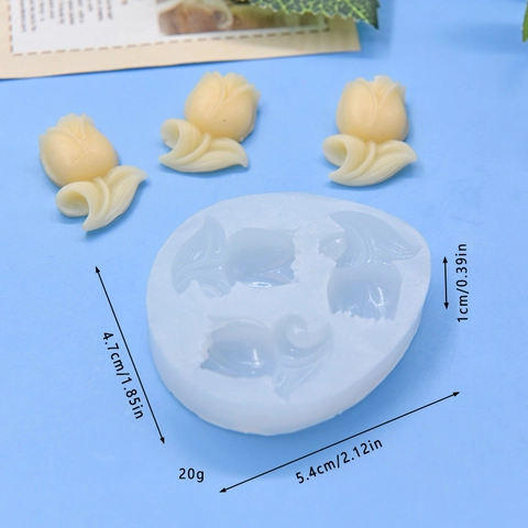 Tulip Flower Silicone Mold For Cake Fondant Chocolate Baking DIY 3D Floral Shape Baking Tool White