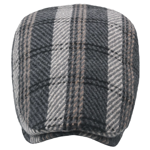 Newsboy Pet Tweed Wolmix Ruit Retro Britse Stijl Warm Verdikt Verstelbare Platte Pet Voor Heren