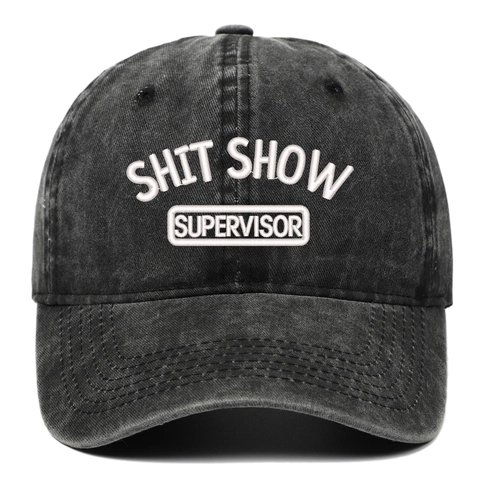 Berretto da Baseball in Cotone Lavato Rétro Ricamo Shit Show Supervisor Distressed Regolabile Dad Hat per Uomo Donna