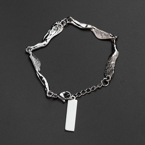 Minimalistisches Armband Mit Unregelmäßigen Wellenförmigen Gliedern Edelstahl Poliert Nischendesign Unisex Verstellbar