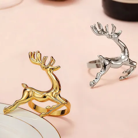 Kerst Rendier Servetringen Metalen Lopend Hert Servetgesp Voor Feestelijke Tafeldecoratie Party