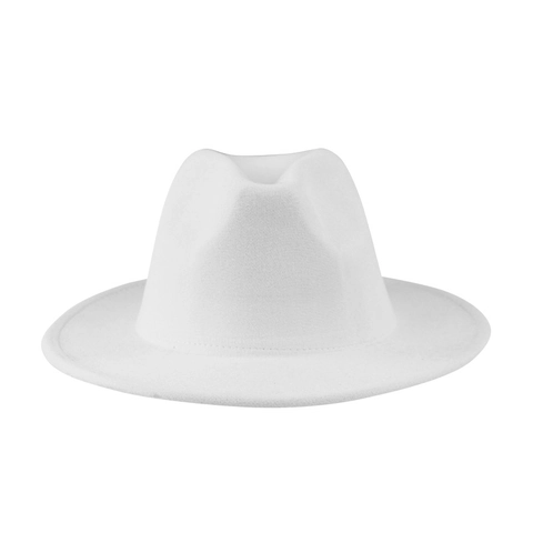 Vintage Fedora Hat Polyester Wool Felt Wide Brim Jazz Cap Classic Western Cowboy Style Unisex Solid Color Photo Props