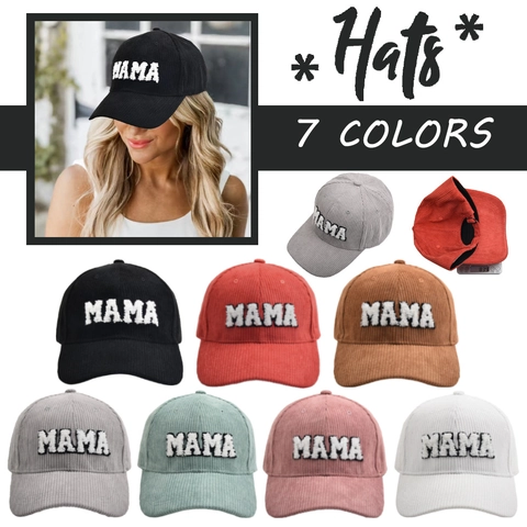 MAMA MINI Letter Embroidery Corduroy Baseball Cap Parent-Child Matching Sun Hat Versatile Warm Outdoor For Women And Kids