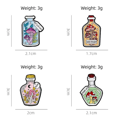 Cartoon Mushroom Magic Potion Bottle Enamel Brooch Alloy Badge For Clothing Backpack Hat Women Men Jewelry Gift Accessories