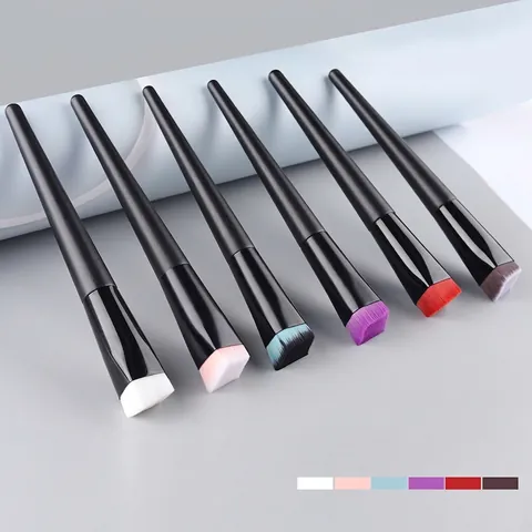 Angeschrägter Foundation Pinsel Flachkopf Holzgriff Synthetikfaser Nahtlos BB Cream Make-up Gesicht Beauty Tool Profi