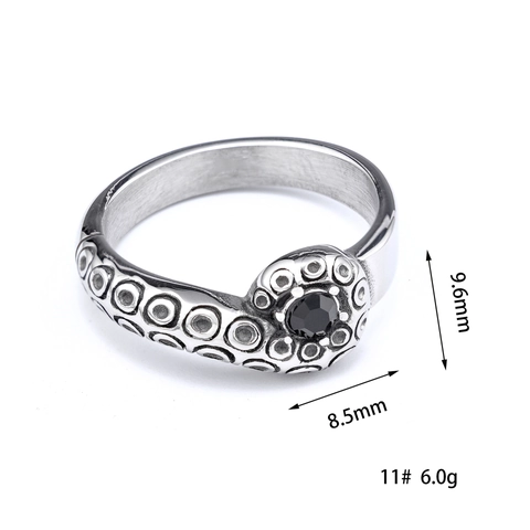 Anello In Acciaio Inossidabile Gotico Teschio Polpo Texture Ventosa Pietra Rotonda Incastonata Punk Gioielli Uomo