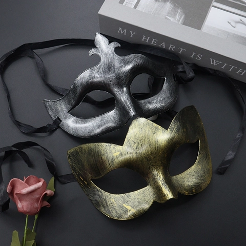 Masque De Mascarade Rétro Vintage Demi Visage Guerrier Romain Cosplay Mystérieuse Décoration De Fête Pour Halloween Carnaval Bal