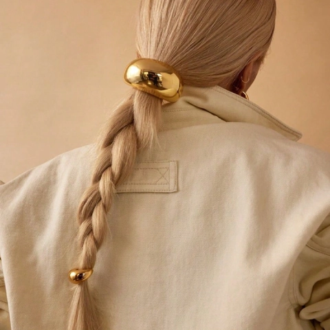 Minimalist Alloy Ponytail Cuff Hair Tie Polished Metal Geometric U-Shaped Elastic Hair Band Women Fashion Hair Ties