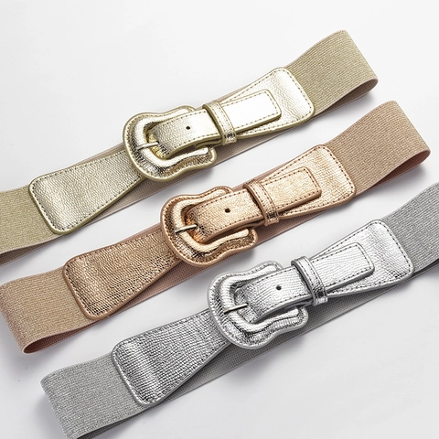 Cintura Elastica Larga Da Donna Pelle PU Fibbia Ad Ardiglione Moda Versatile Cinturino Per Abiti