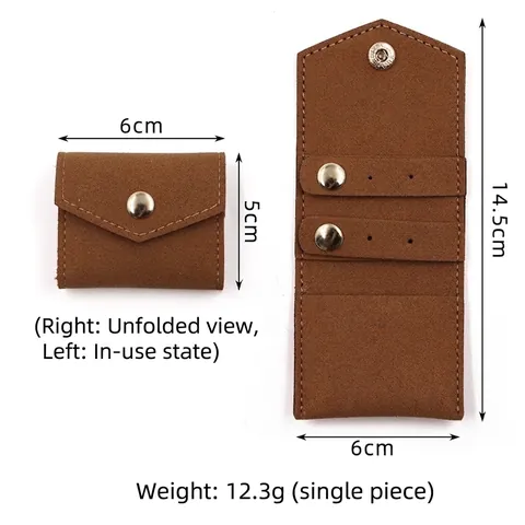 Portable Jewelry Storage Pouch PU Leather Microfiber Suede Travel Organizer For Earrings Rings Foldable Mini Bag